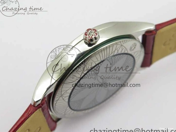 0402 Ladies’ De Ville Trésor Diamond SS 3AF 1:1 Best Edition White Dial On Red Leather Strap Swiss Quartz Snug 7885